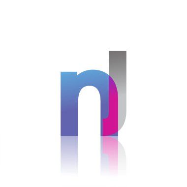 Initial Letter NJ Lowercase overlap Logo Blue, pink and grey, Modern and Simple Logo Design.