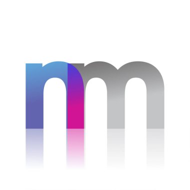 Initial Letter NM Lowercase overlap Logo Blue, pink and grey, Modern and Simple Logo Design.