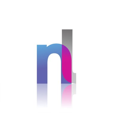 Initial Letter NL Lowercase overlap Logo Blue, pink and grey, Modern and Simple Logo Design.