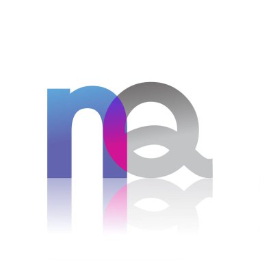 Initial Letter NQ Lowercase overlap Logo Blue, pink and grey, Modern and Simple Logo Design.