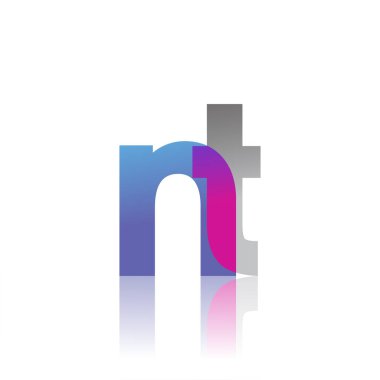 Initial Letter NT Lowercase overlap Logo Blue, pink and grey, Modern and Simple Logo Design.