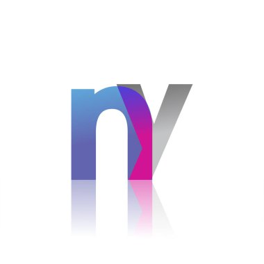 Initial Letter NY Lowercase overlap Logo Blue, pink and grey, Modern and Simple Logo Design.