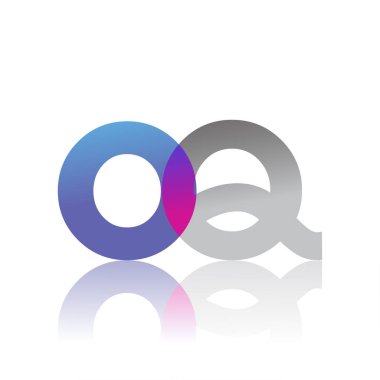 Initial Letter OQ Lowercase overlap Logo Blue, pink and grey, Modern and Simple Logo Design.