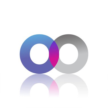 Initial Letter OO Lowercase overlap Logo Blue, pink and grey, Modern and Simple Logo Design.