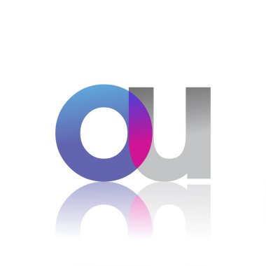 Initial Letter OU Lowercase overlap Logo Blue, pink and grey, Modern and Simple Logo Design.