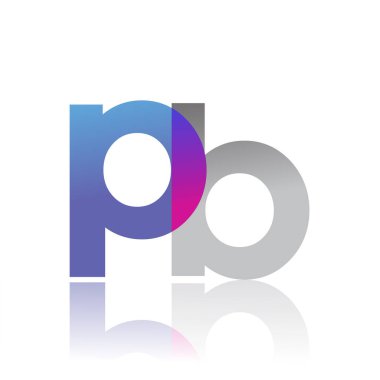 Initial Letter PB Lowercase overlap Logo Blue, pink and grey, Modern and Simple Logo Design.