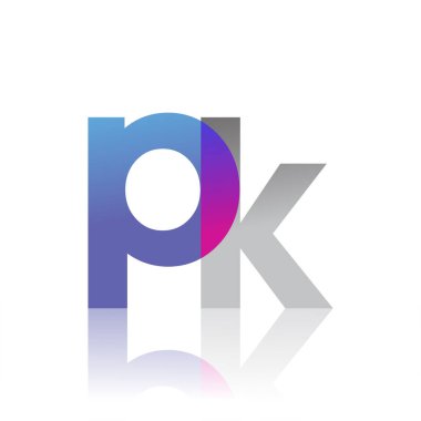 Initial Letter PK Lowercase overlap Logo Blue, pink and grey, Modern and Simple Logo Design.