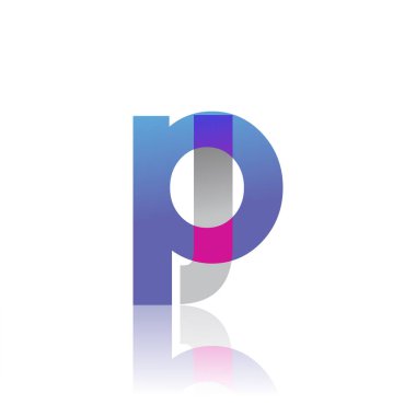 Initial Letter PJ Lowercase overlap Logo Blue, pink and grey, Modern and Simple Logo Design.