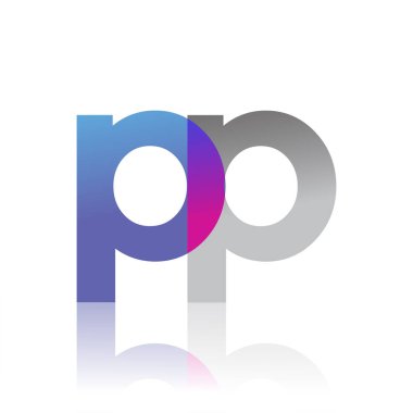 Initial Letter PP Lowercase overlap Logo Blue, pink and grey, Modern and Simple Logo Design.