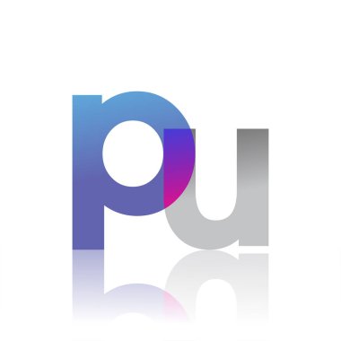 Initial Letter PU Lowercase overlap Logo Blue, pink and grey, Modern and Simple Logo Design.
