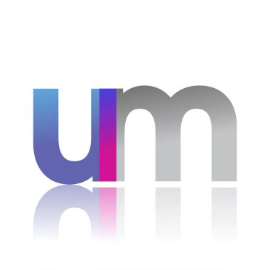 Initial Letter UM Lowercase overlap Logo Blue, pink and grey, Modern and Simple Logo Design.