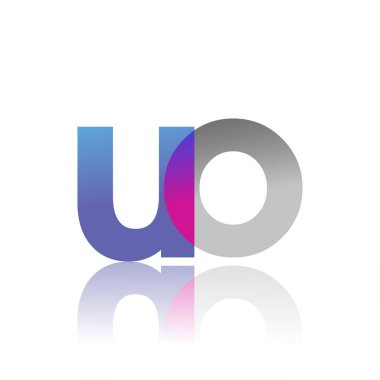 Initial Letter UO Lowercase overlap Logo Blue, pink and grey, Modern and Simple Logo Design.