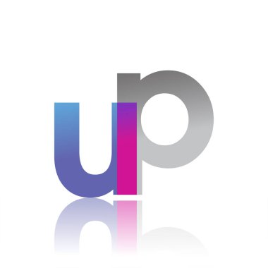 Initial Letter UP Lowercase overlap Logo Blue, pink and grey, Modern and Simple Logo Design.