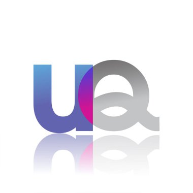 Initial Letter UQ Lowercase overlap Logo Blue, pink and grey, Modern and Simple Logo Design.