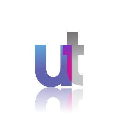 Initial Letter UT Lowercase overlap Logo Blue, pink and grey, Modern and Simple Logo Design.