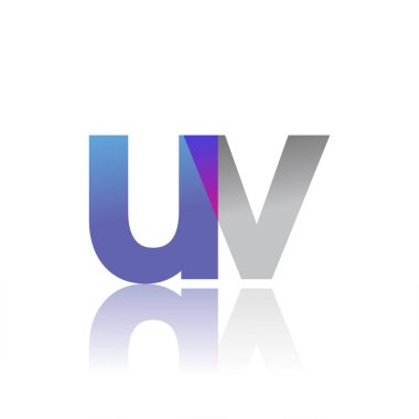 Initial Letter UV Lowercase overlap Logo Blue, pink and grey, Modern and Simple Logo Design.