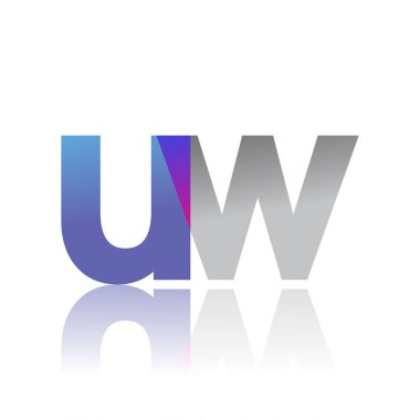 Initial Letter UW Lowercase overlap Logo Blue, pink and grey, Modern and Simple Logo Design.