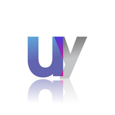Initial Letter UY Lowercase overlap Logo Blue, pink and grey, Modern and Simple Logo Design.