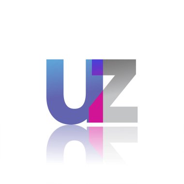 Initial Letter UZ Lowercase overlap Logo Blue, pink and grey, Modern and Simple Logo Design.