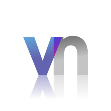Initial Letter VN Lowercase overlap Logo Blue, pink and grey, Modern and Simple Logo Design.