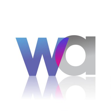 Initial Letter WA Lowercase overlap Logo Blue, pink and grey, Modern and Simple Logo Design.