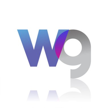 Initial Letter WG Lowercase overlap Logo Blue, pink and grey, Modern and Simple Logo Design.