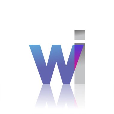 Initial Letter WI Lowercase overlap Logo Blue, pink and grey, Modern and Simple Logo Design.