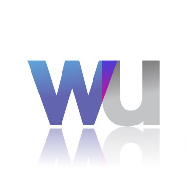 Initial Letter WU Lowercase overlap Logo Blue, pink and grey, Modern and Simple Logo Design.