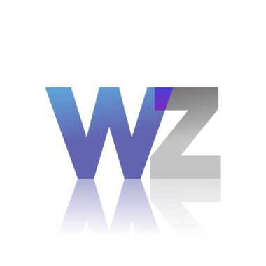 Initial Letter WZ Lowercase overlap Logo Blue, pink and grey, Modern and Simple Logo Design.
