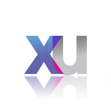 Initial Letter XU Lowercase overlap Logo Blue, pink and grey, Modern and Simple Logo Design.