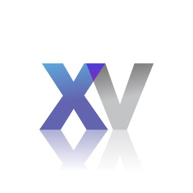 Initial Letter XV Lowercase overlap Logo Blue, pink and grey, Modern and Simple Logo Design.