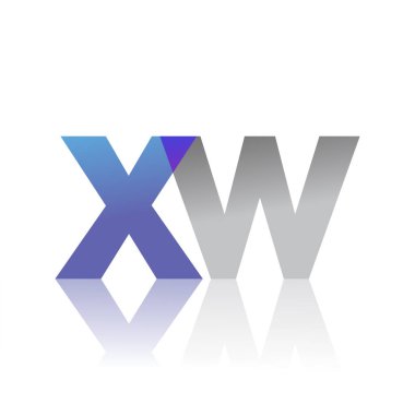 Initial Letter XW Lowercase overlap Logo Blue, pink and grey, Modern and Simple Logo Design.