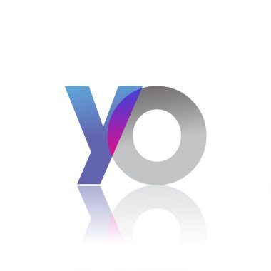 Initial Letter YO Lowercase overlap Logo Blue, pink and grey, Modern and Simple Logo Design.