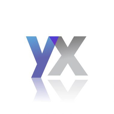Initial Letter YX Lowercase overlap Logo Blue, pink and grey, Modern and Simple Logo Design.