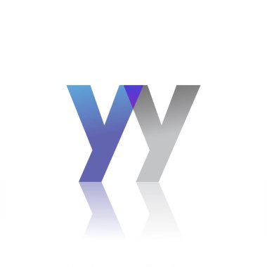 Initial Letter YY Lowercase overlap Logo Blue, pink and grey, Modern and Simple Logo Design.