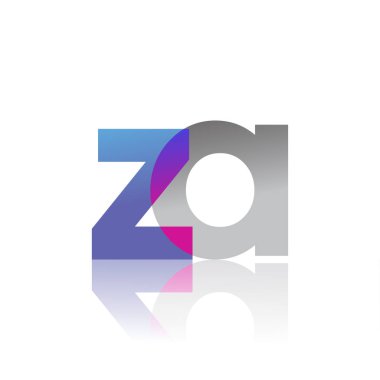 Initial Letter ZA Lowercase overlap Logo Blue, pink and grey, Modern and Simple Logo Design.