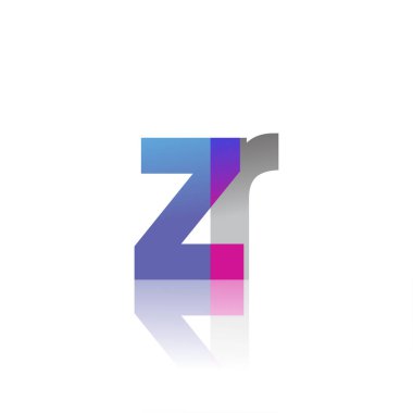 Initial Letter ZR Lowercase overlap Logo Blue, pink and grey, Modern and Simple Logo Design.