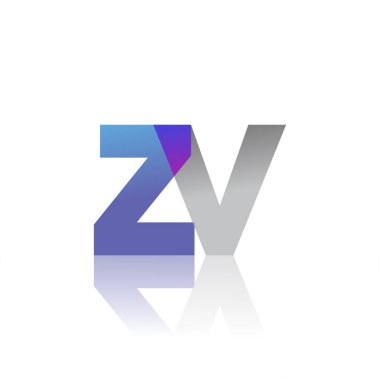 Initial Letter ZV Lowercase overlap Logo Blue, pink and grey, Modern and Simple Logo Design.