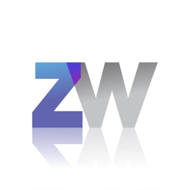 Initial Letter ZW Lowercase overlap Logo Blue, pink and grey, Modern and Simple Logo Design.