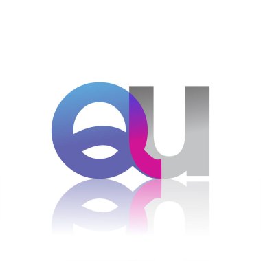 Initial Letter QU Lowercase overlap Logo Blue, pink and grey, Modern and Simple Logo Design.