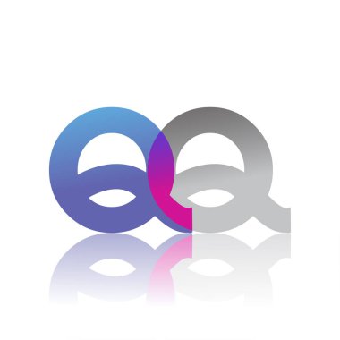 Initial Letter QQ Lowercase overlap Logo Blue, pink and grey, Modern and Simple Logo Design.