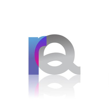 Initial Letter RQ Lowercase overlap Logo Blue, pink and grey, Modern and Simple Logo Design.