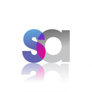 Initial Letter SA Lowercase overlap Logo Blue, pink and grey, Modern and Simple Logo Design.
