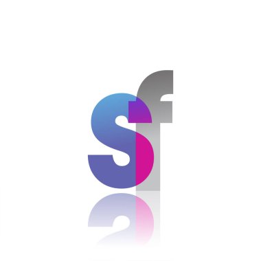 Initial Letter SF Lowercase overlap Logo Blue, pink and grey, Modern and Simple Logo Design.