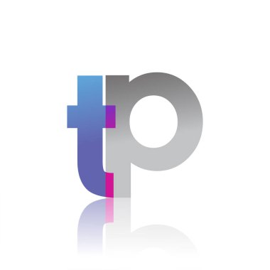 İlk Harf TP Küçük Logo Mavi, pembe ve gri, Modern ve Basit Logo Tasarımı.