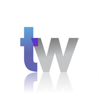 İlk Harf TW Küçük Logo Mavi, pembe ve gri, Modern ve Basit Logo Tasarımı.