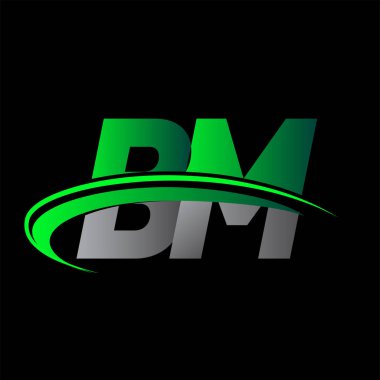 İlk harf BM logotype şirket adı yeşil ve siyah Swoosh tasarımı. iş ve şirket kimliği için vektör logosu.