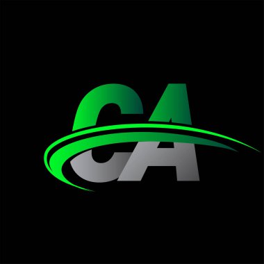 İlk harf CA logotype şirketi ismi yeşil ve siyah Swoosh tasarımı. iş ve şirket kimliği için vektör logosu.