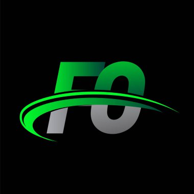 İlk harf FO logotype şirketinin adı: Renkli yeşil ve siyah Swoosh tasarımı. iş ve şirket kimliği için vektör logosu.