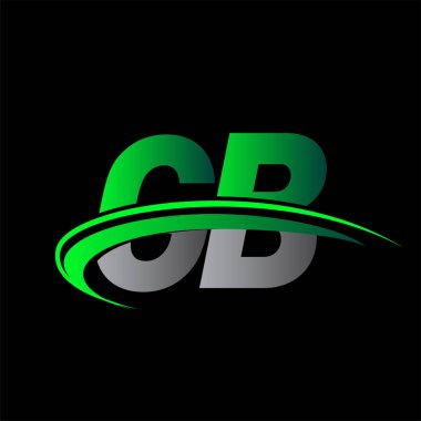 İlk harf GB logotype şirketi ismi yeşil ve siyah Swoosh tasarımı. iş ve şirket kimliği için vektör logosu.